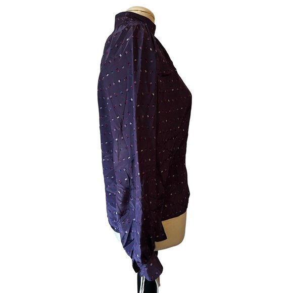 Prophecy Vintage Floral Silky Purple Librarian Blouse Sz Large Appx (Unsized) Ma - Picture 10 of 13